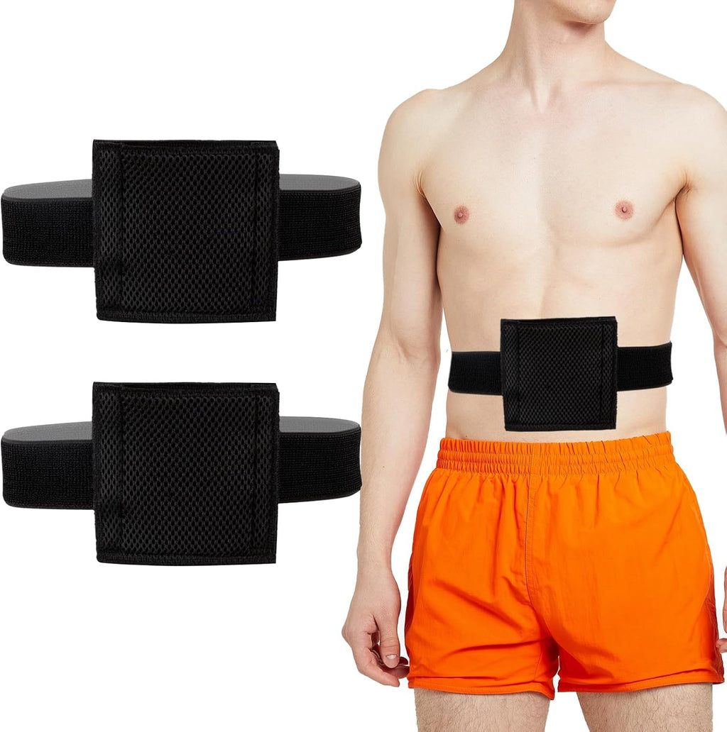 2PCS Breathable Feeding Tube Belt, Concealment and Comfortable Gastrostomy G Tube Accessories, Peritoneal Dialysis Belt with Mesh Sponge Pad Black Pd Belts Dialysis for Men Women Adults (Black S)
