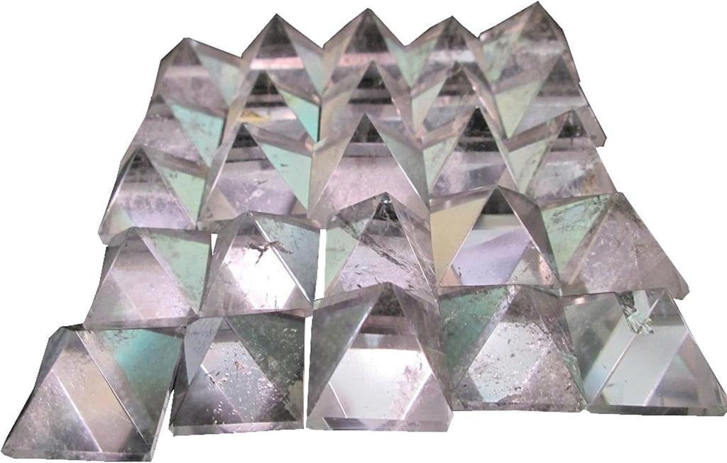 WholesaleGemShop Beautiful Lot of 10 Pieces Clear Crystal Quartz Gemstone Pyramids Crystal Reiki Vaastu Healing