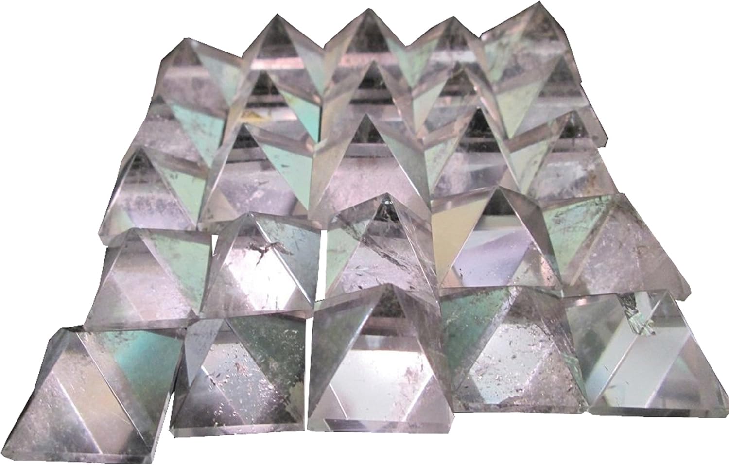 WholesaleGemShop Beautiful Lot of 10 Pieces Clear Crystal Quartz Gemstone Pyramids Crystal Reiki Vaastu Healing