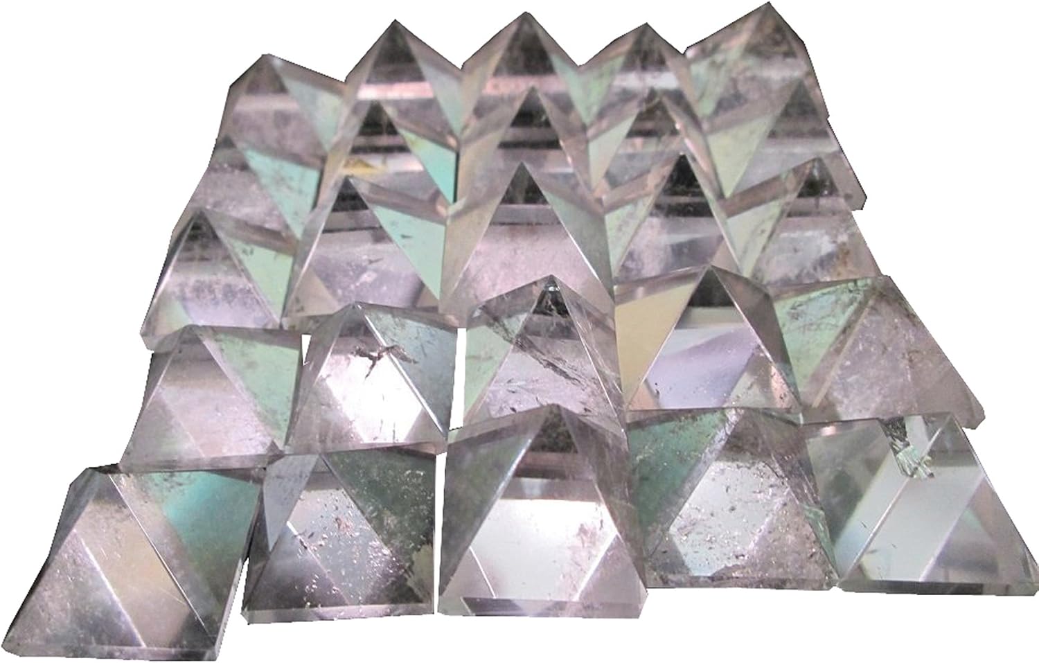 WholesaleGemShop Beautiful Lot of 10 Pieces Clear Crystal Quartz Gemstone Pyramids for Crystal Reiki Vaastu Healing