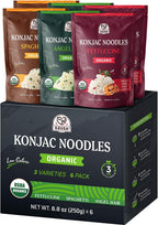 52USA Organic Konjac Shirataki Noodle, Low Carb Pasta 52.8 Oz (1500 g), Angel Hair, Fettuccine, USDA Organic Healthy Spaghetti Noodles (3 Variety - 6 Pack Inside), Keto and Paleo Friendly, Low Calorie, Sugar Free, Vegan, Ready to Eat
