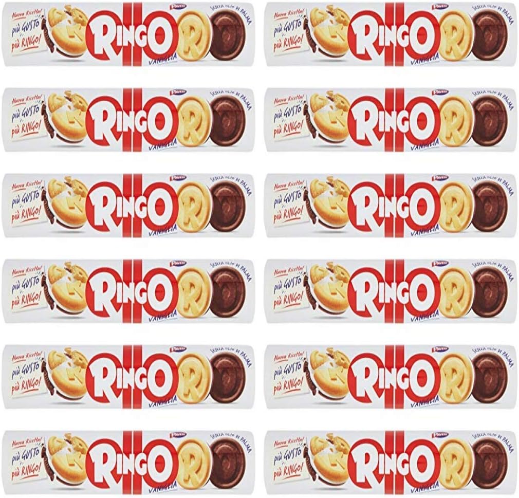 Pavesi Ringo Vanilla Biscuits portions with 18 biscuits 5.82oz 165g, Pack of 12
