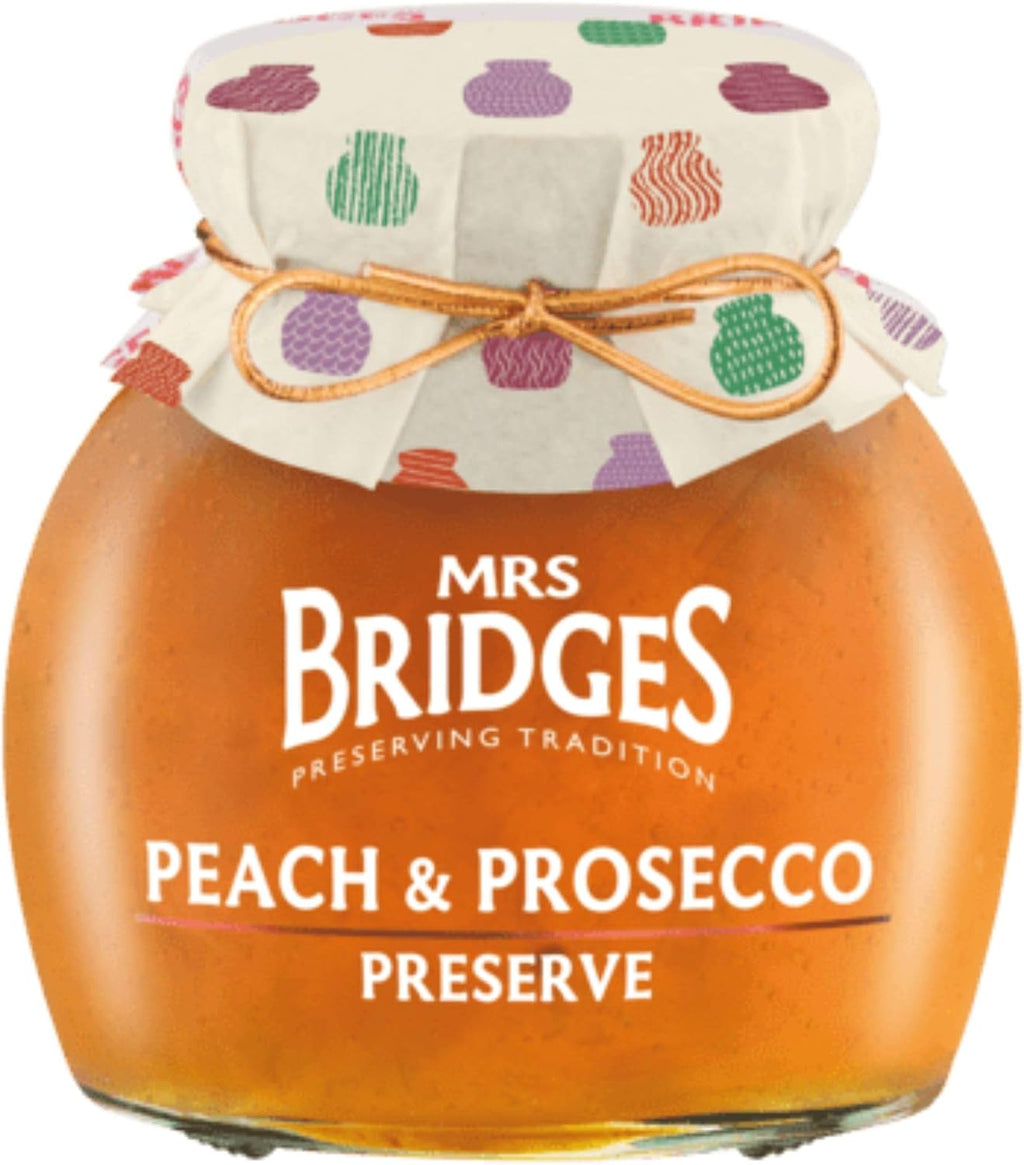 Mrs Bridges Peach & Prosecco Preserve, Made in Scotland, 12oz Jar (Pack of 1)
