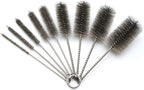 Pipe Cleaning Brush Set Stainless Steel Bristles, Stainless Steel Pipe Brush Steel Bottle Brush 9 Piece Variety Pack for Auto Parts, Bottles, Tubes, Etc.