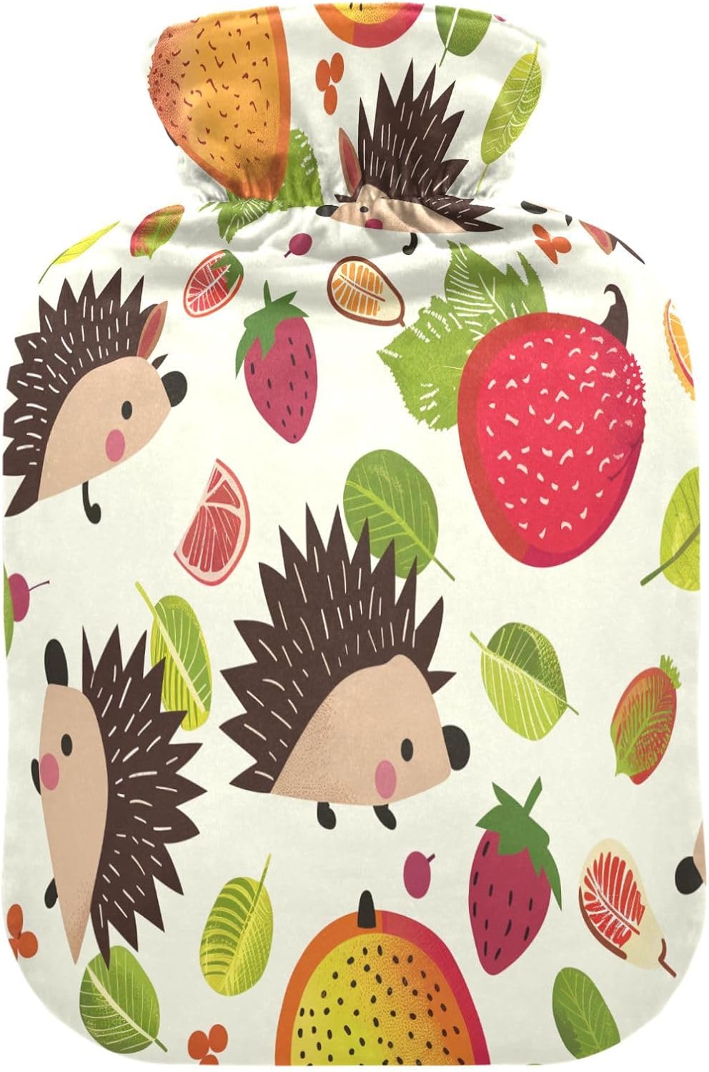 Hedgehog Orange Hot Cold Water Bottle with Fleece Cover PVC Hot Water Bag 1 Liter