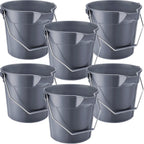 Didaey 6 Pcs 2.5 Gallon Bucket for Cleaning Plastic Heavy Duty Clean Bucket with Handle and Spout Industrial Storage Container(Grey)
