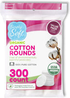Simply Soft Premium Organic Cotton Rounds, 100 Count (Pack of 3), 100% Cotton Pads, Certified Organic, Hypoallergenic, Soft & Absorbent for Beauty, Cosmetics, Skin Care, Lint Free