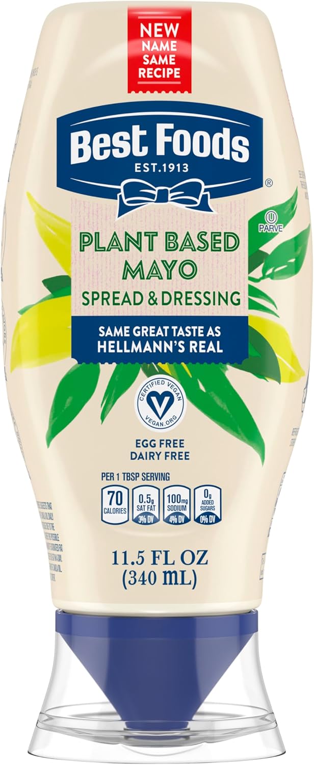 Best Foods Plant Based Dressing and Spread Vegan 1 ct for a Rich, Creamy Plant-Based Alternative to Mayo Same Great Taste, Plant Based, Free From Eggs 11.5 oz