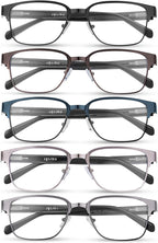 JOLISU 5PCS Reading Glasses Men - Blue Light Blocking Metal Frame for Mens/Women - Durable Readers Fit Read（1.25）