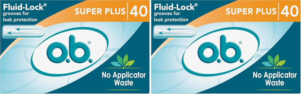 o.b. Tampons Super Plus | Non-Applicator | Unscented | 40 Count | Pack of 2