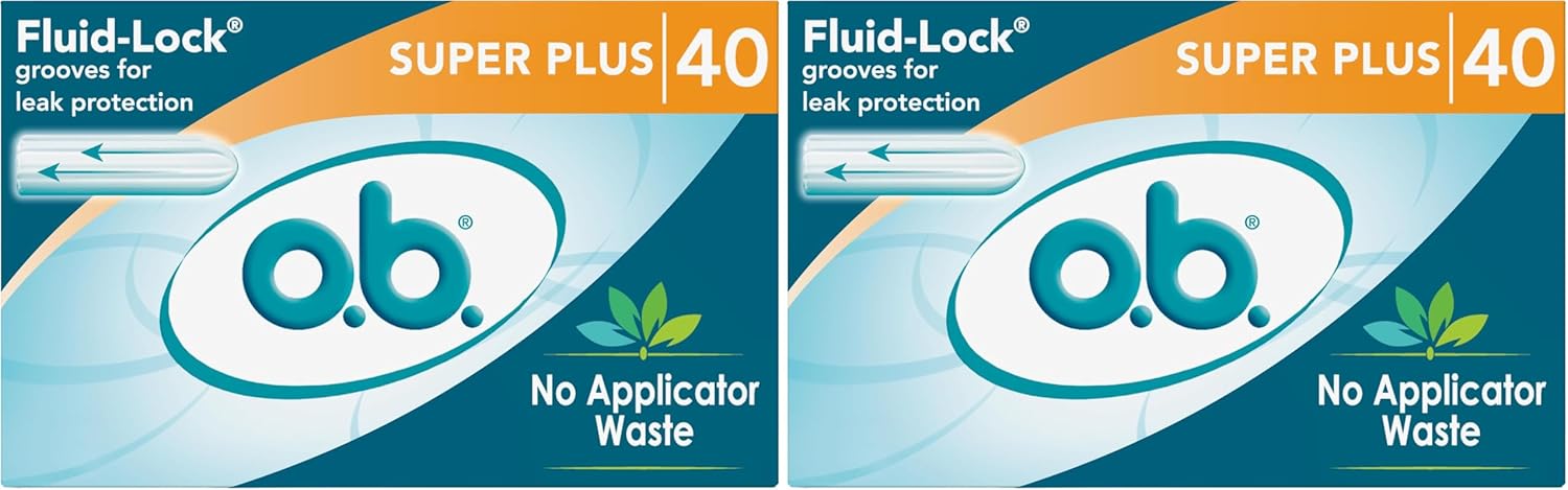 o.b. Tampons Super Plus | Non-Applicator | Unscented | 40 Count | Pack of 2