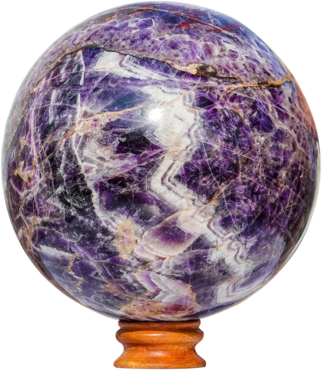 Amethyst Crystal Sphere, 240MM, Blue, Healing Gemstone Ball for Chakra Balance, Positive Energy & Home Decoration