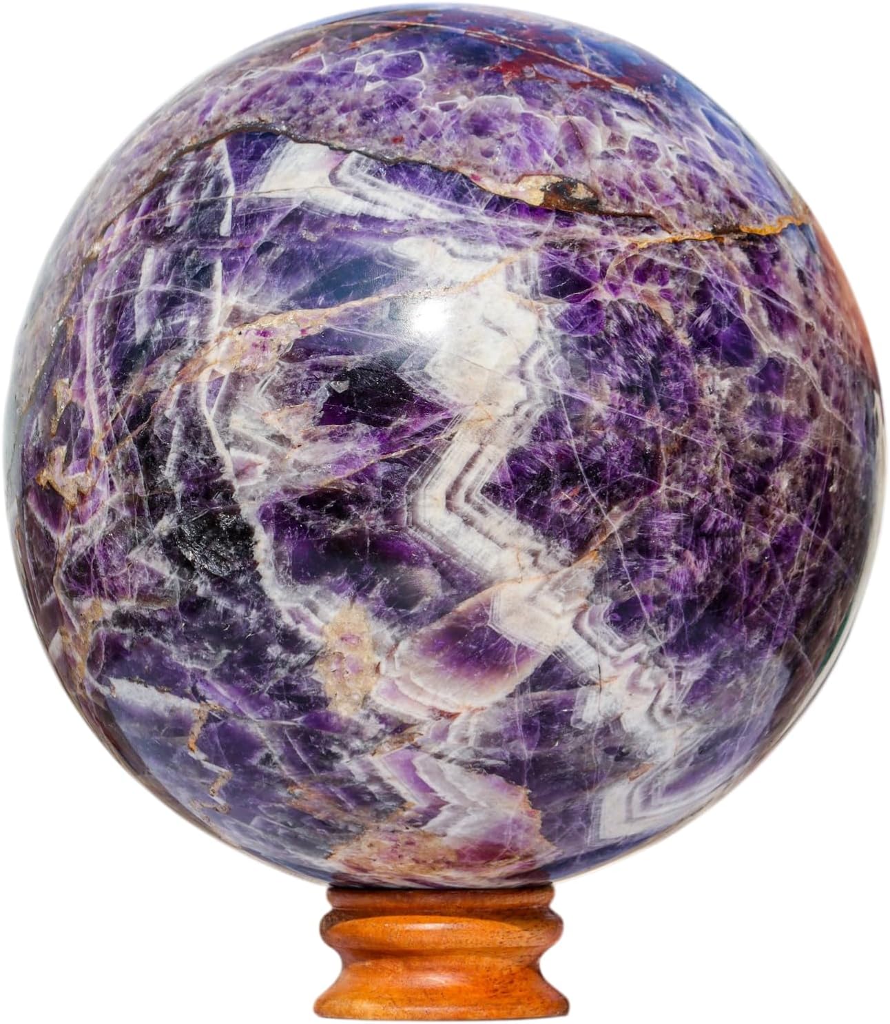 Amethyst Crystal Sphere, 240MM, Blue, Healing Gemstone Ball for Chakra Balance, Positive Energy & Home Decoration