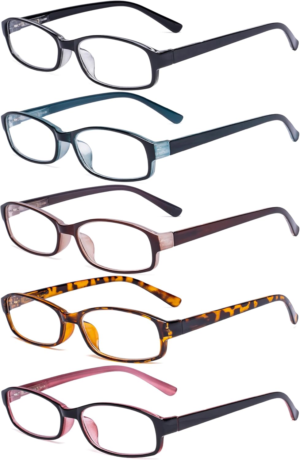 Eyekepper 5 Pack Small Reading Glasses for Women Reading Fashion Readers +1.25