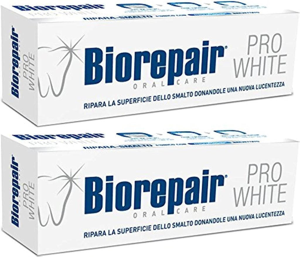 Biorepair: "Pro White" Whitening Toothpaste with microRepair - 2.5 Fluid Ounce (75ml) Tubes (Pack of 2) [ Italian Import ]