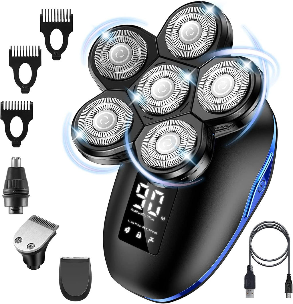 Head Shaver for Men Electric Razor Upgrade 6D Floating Electric Shaver 5 in 1 Wet & Dry Shaver Waterproof Bald Head Shaver LED Display Electric Rotary