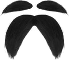 Mustache and Eyebrows Fake Beard for Adults, Self-Adhesive Cosplay Halloween Costume Accessories with Comb, Funny Party Favor
