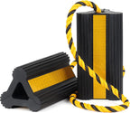 OULEME Heavy Duty Rubber Wheel Chocks, 1 Pair, Non-Slip Tire Stopper Blocks with Rope, for RV Camper Travel Trailers Motorhome Aircraft Car Truck