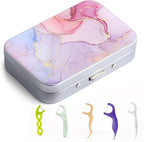 Dental Floss Portable Case, Easy to Store Floss Picks of Various Sizes, Portable Dental Floss Dispenser is Perfect for Travelling, Hotels, Dinners, Appointments.Pink Marble