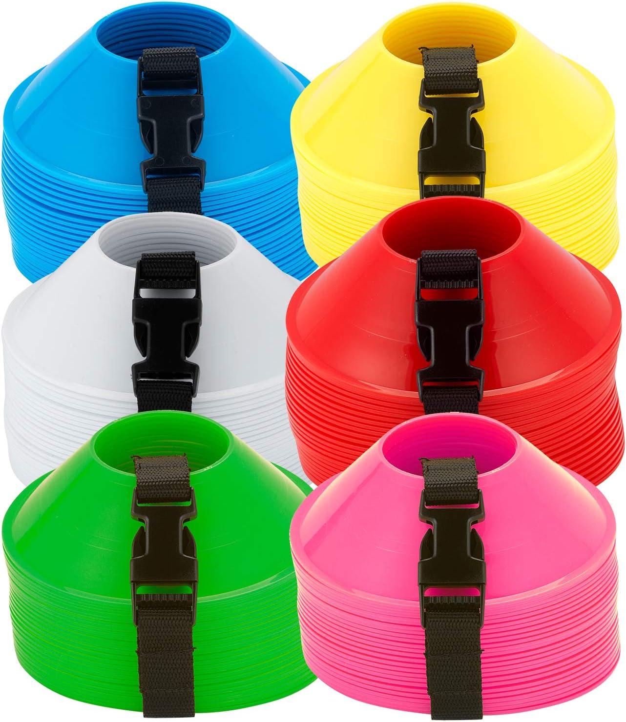 American Challenge Mini Disc Cones – Set of 25 Agility Cones for Sports Training – Compact Soccer Cones with Carry Strap for Drills & Practice