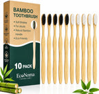 Bamboo Toothbrushes for Adults 10 Pack – Eco Friendly Wooden Toothbrush, Soft BPA Free Bristles, Biodegradable Organic Toothbrush, Plastic Free Natural Toothbrush Bulk