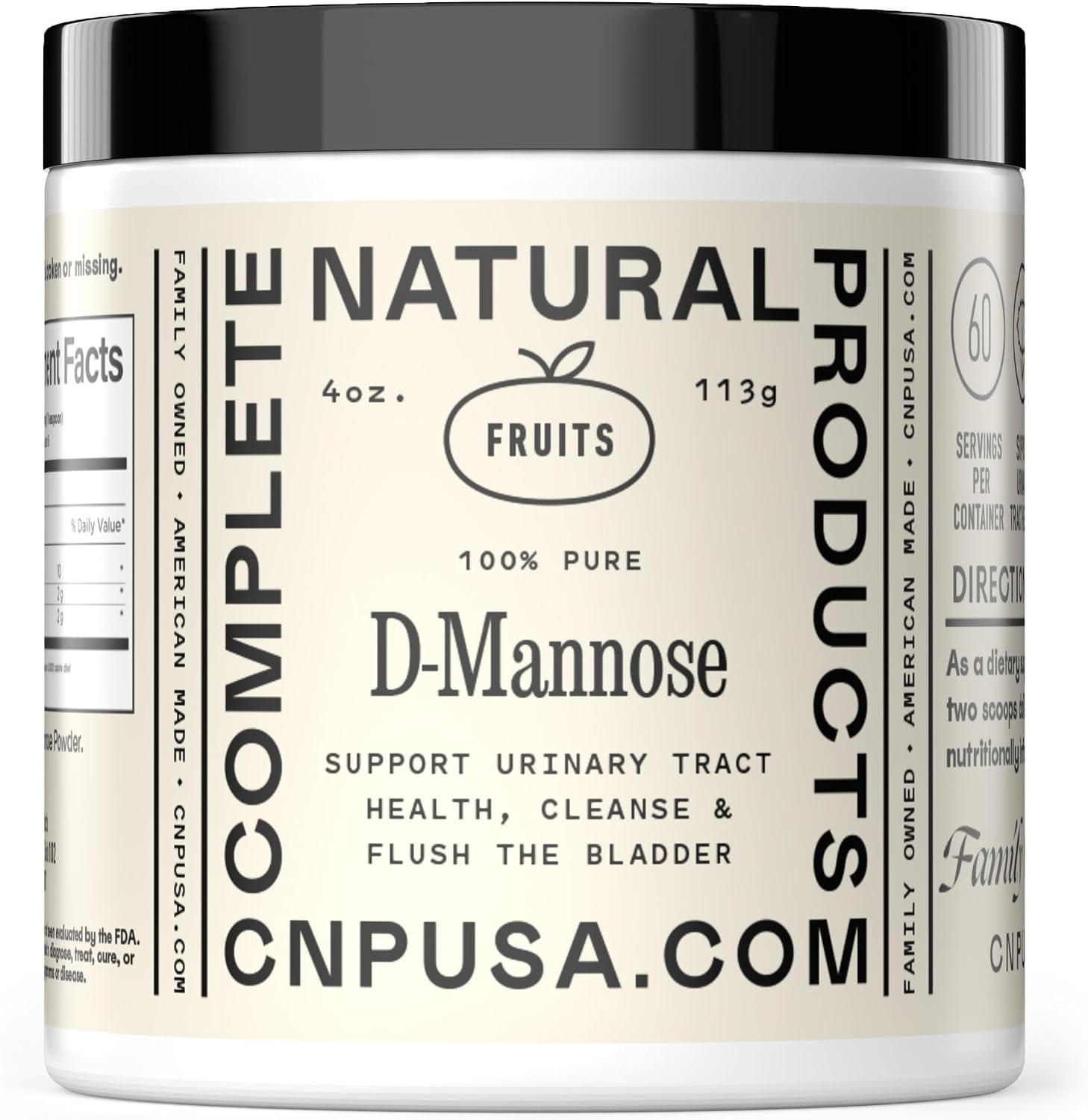 D Mannose Powder Supplement 4oz - D Mannose for UTI Support, Pure D-Mannose Powder for Bladder Urinary Tract Health, Easy Mix Concentrate, No Fillers, Non GMO Gluten Free, Kosher Certified Made USA