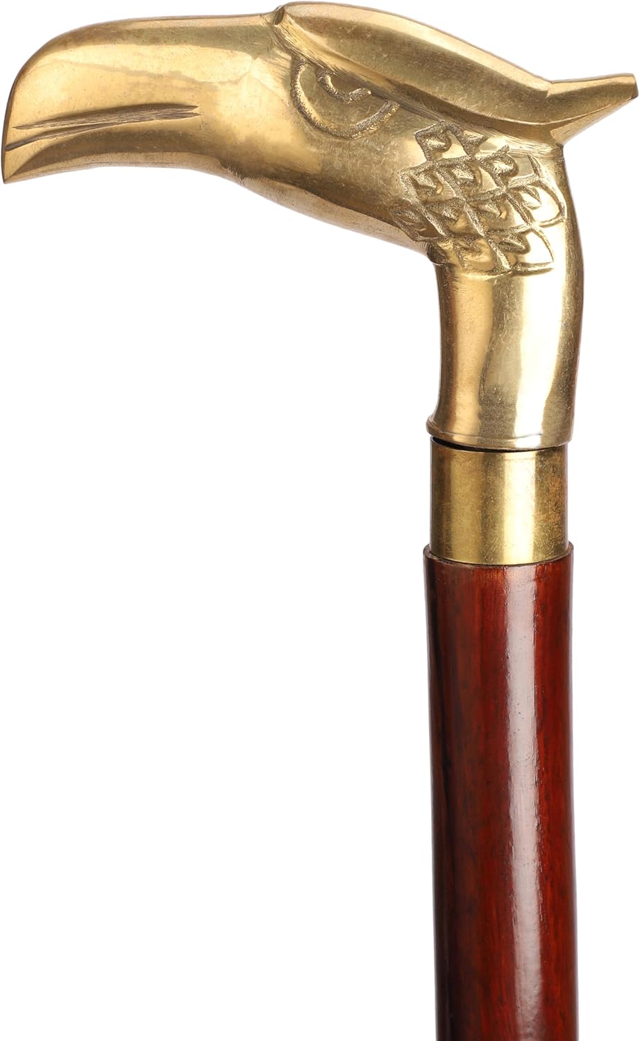 Ajuny Wooden Walking Stick for Men Women Seniors Lightweight Detachable Handmade Cane with Decorative Brass Handle Unique Gift for Adults