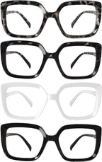 Eyekepper Reading Glasses for Women 4-Pack Large Frame Readers Eyeglasses Oversize +0.75