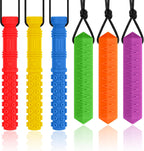 Sensory Chew Necklaces for Autistic Chewers, 6 Packs Food Grade Silicone Oral Motor Chew Toys & Hand Fidgets for Autism, ADHD, SPD, Anxiety or Special Needs