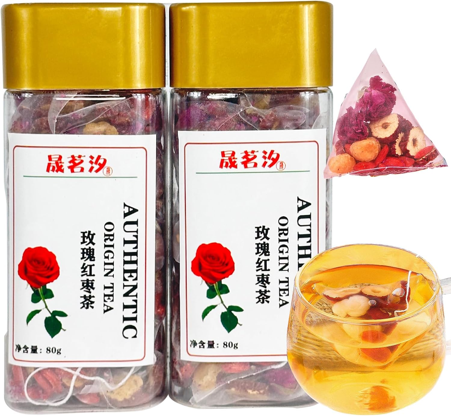 Longan Red Date Tea Rose Red Jujube Fruit Goji Berry Tea Bags Women's Five Treasures Tea Date Longan Goji Berry Roses Wolfberry Flower Chinese Herbal Fruit No addition Caffeine Free 桂圆红枣枸杞茶 玫瑰红枣茶 160g/5.65oz