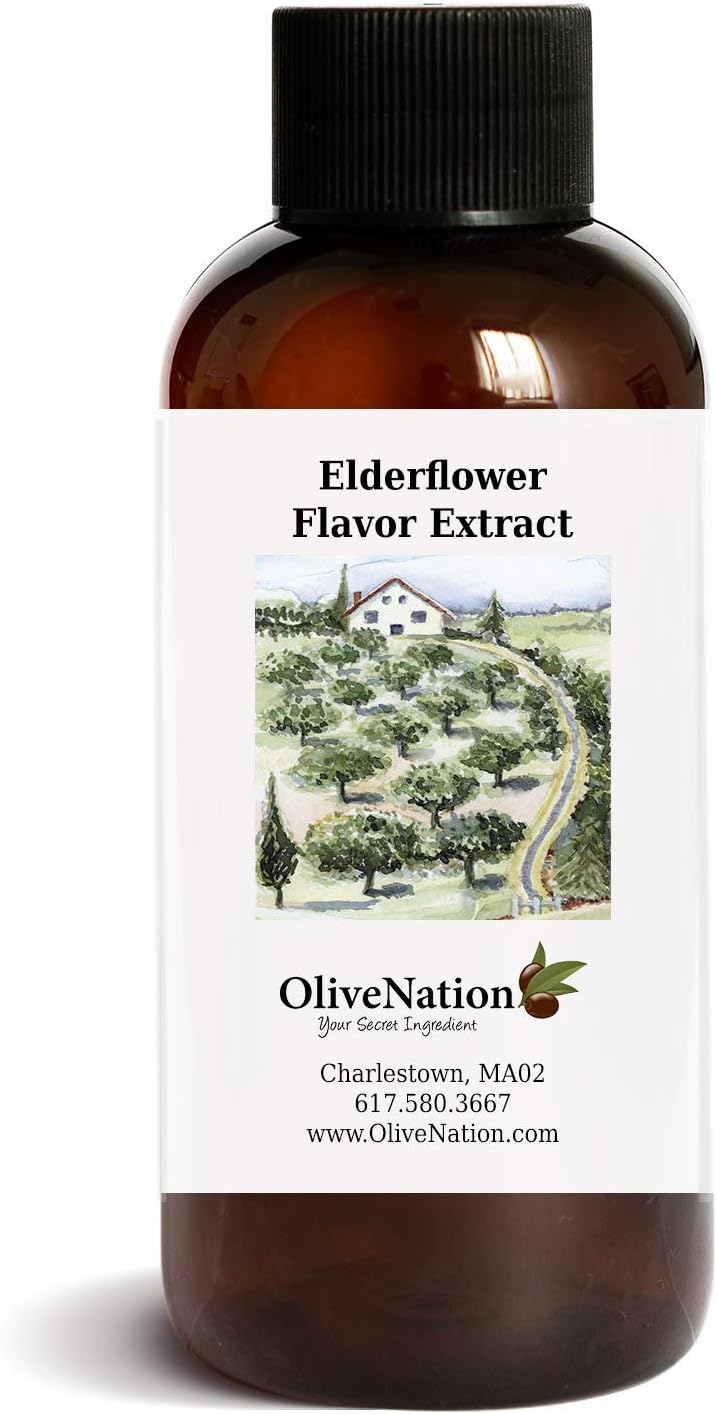 Elderflower Flavor Extract for Baking - Aromatic Floral Flavoring - Non-GMO - Gluten Free - Kosher - Vegan - 4 ounces