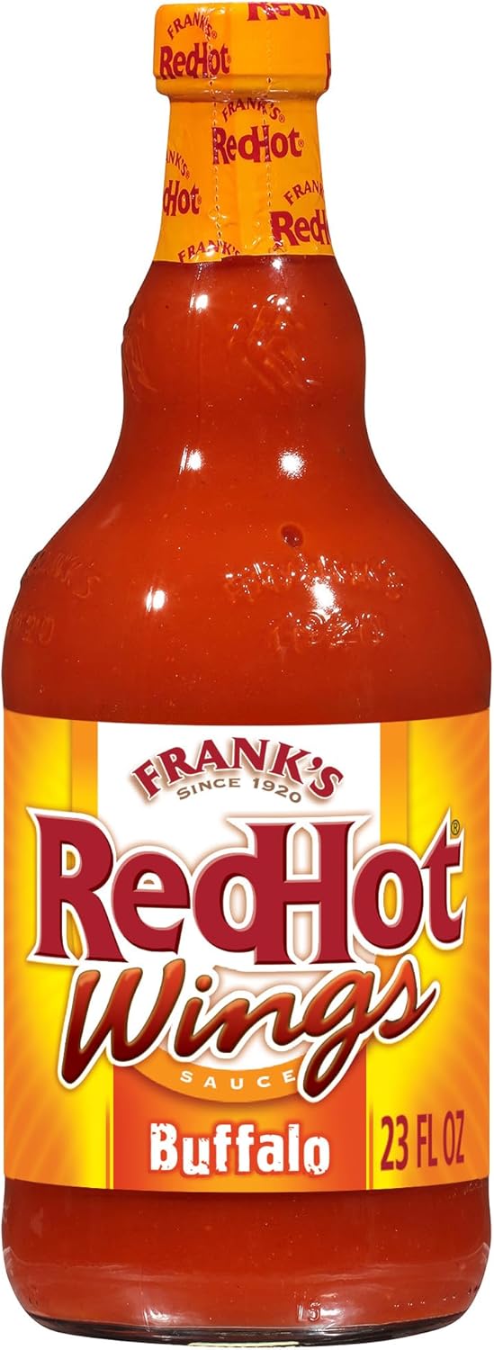 Frank's RedHot Wings Sauce, Buffalo, Ready-To-Use, Shake or Pour Over Wings, Sandwiches, Pizza, and More for Buffalo-Style Flavor, 23 fl oz