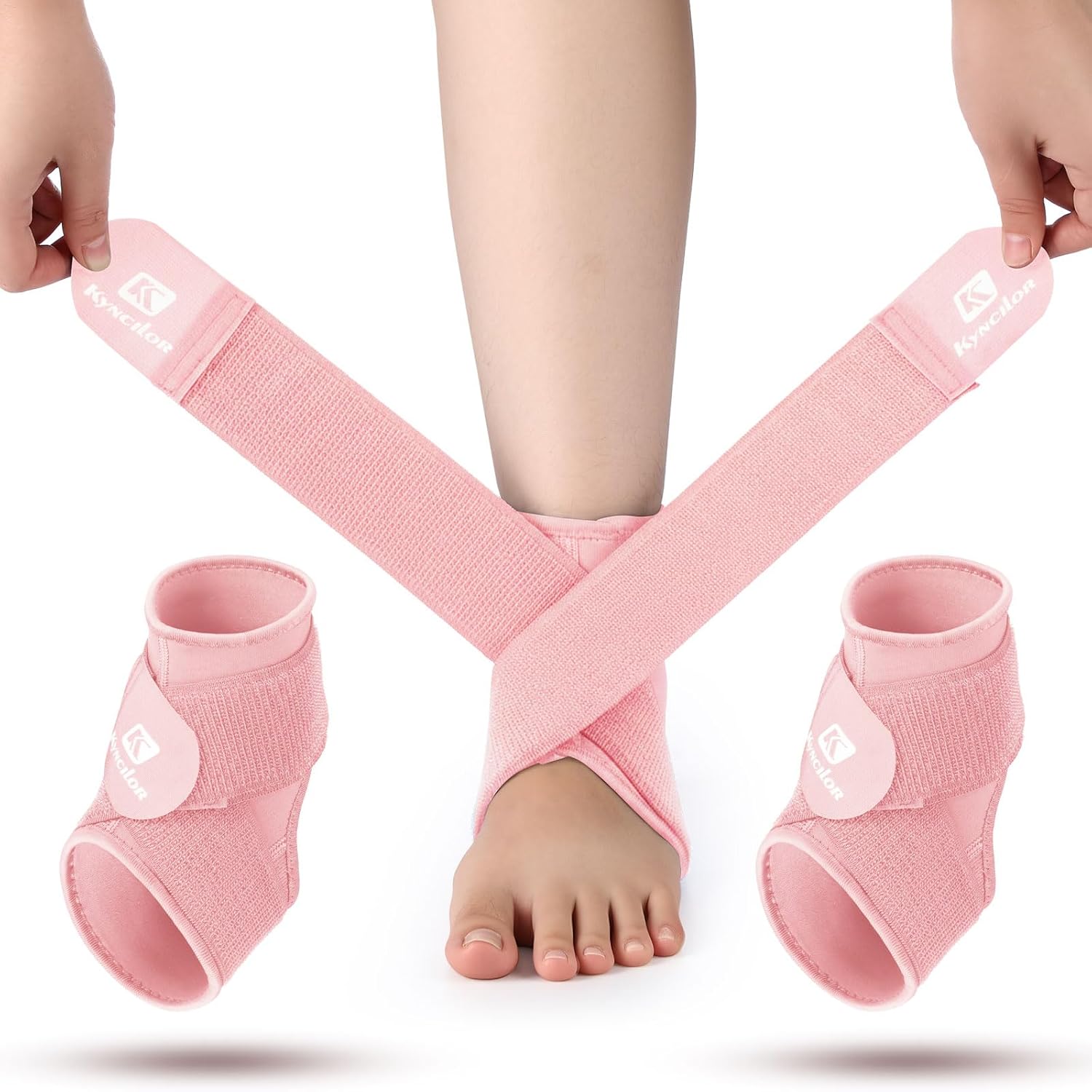Honoson 2 Pcs Ankle Brace Kids Ankle Support for Sport Sprained Neoprene Breathable Compression Sleeve with Adjustable Wrap for Youth Child Boy Girl Plantar Fasciitis Achilles Tendonitis(Pink,S)