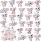 Beeveer 36 Pcs Mini Elephant Animals Miniature Figurines Toys Elephant Cake Toppers Resin Miniature Moss Landscape DIY Terrarium Crafts Ornament for Baby Shower Party Cake Decor