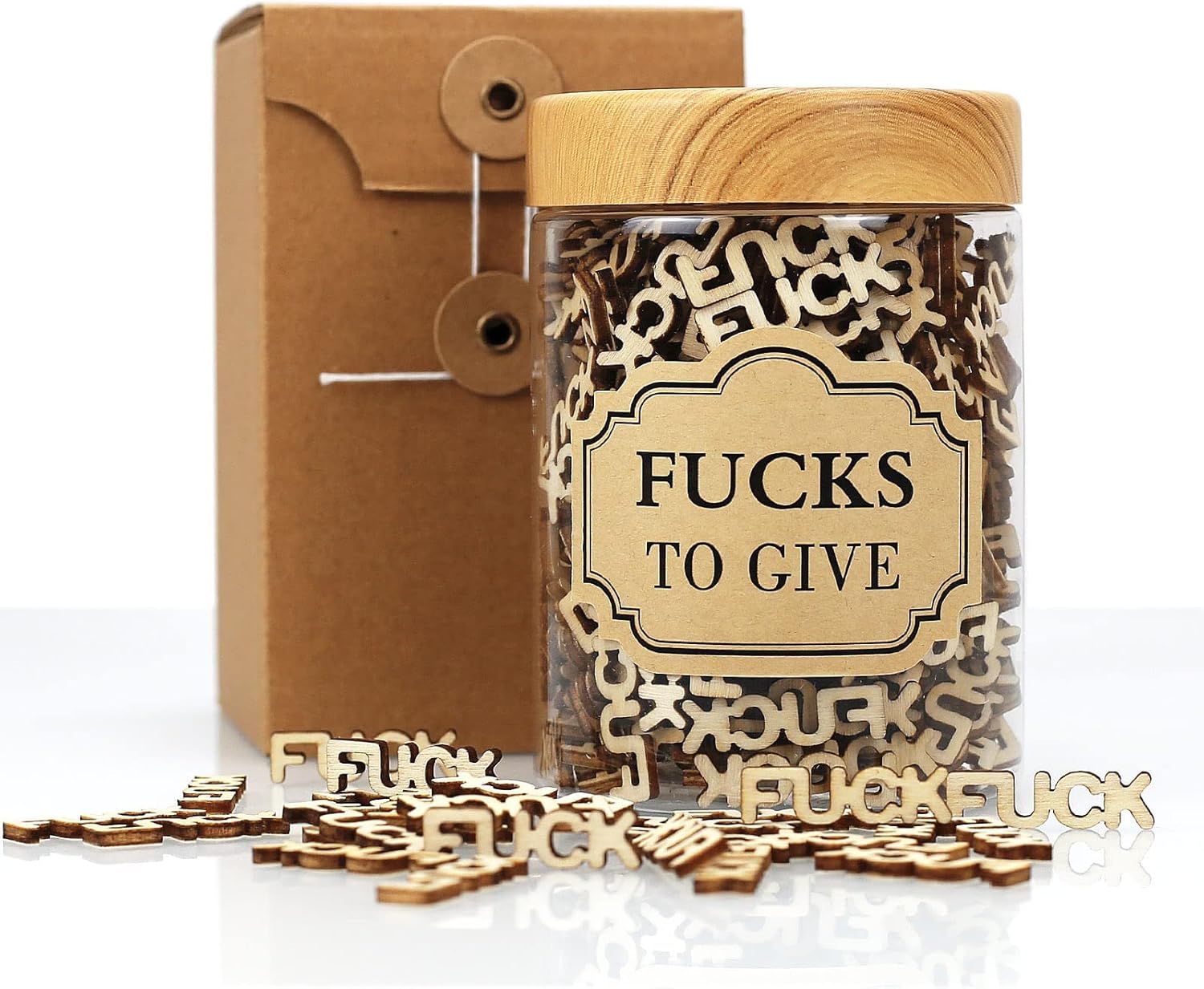 210PCS Fucks to Give, Wooden Cutout Letter Piece, Gift to Friend, for Birthday Day, Holiday, Funny Gift for Bad Mood Vent Spoof.