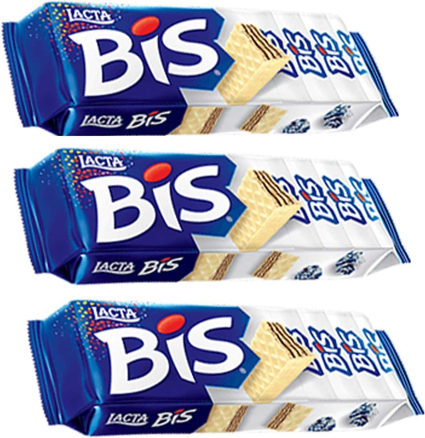 Lacta - Bis - White Chocolate Wafer - 4.44 Oz (PACK OF 03) | Wafer Recheado sabor Chocolate Branco - 126g