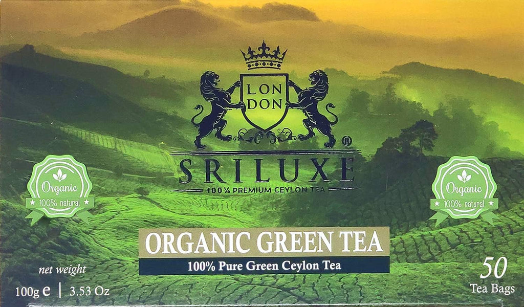 SRILUXE - Premium Quality Ceylon Organic Green Tea Bags | Sri Lankan Luxury Tea | Exquisite Taste & Aroma | Freshly Harvested 100% Natural Tea | Detox Tea High in Antioxidants (50 Tea Bags)
