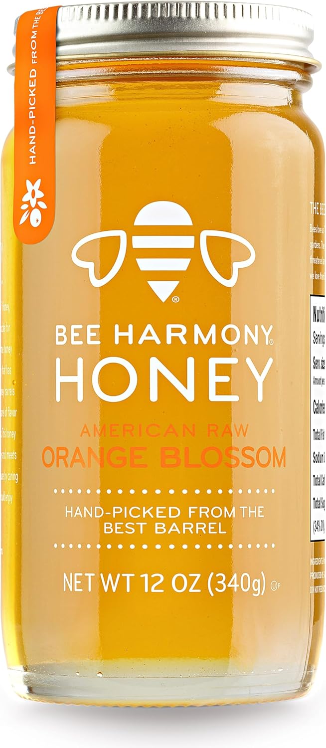 Bee Harmony American Raw Orange Blossom Honey, 12 Ounce