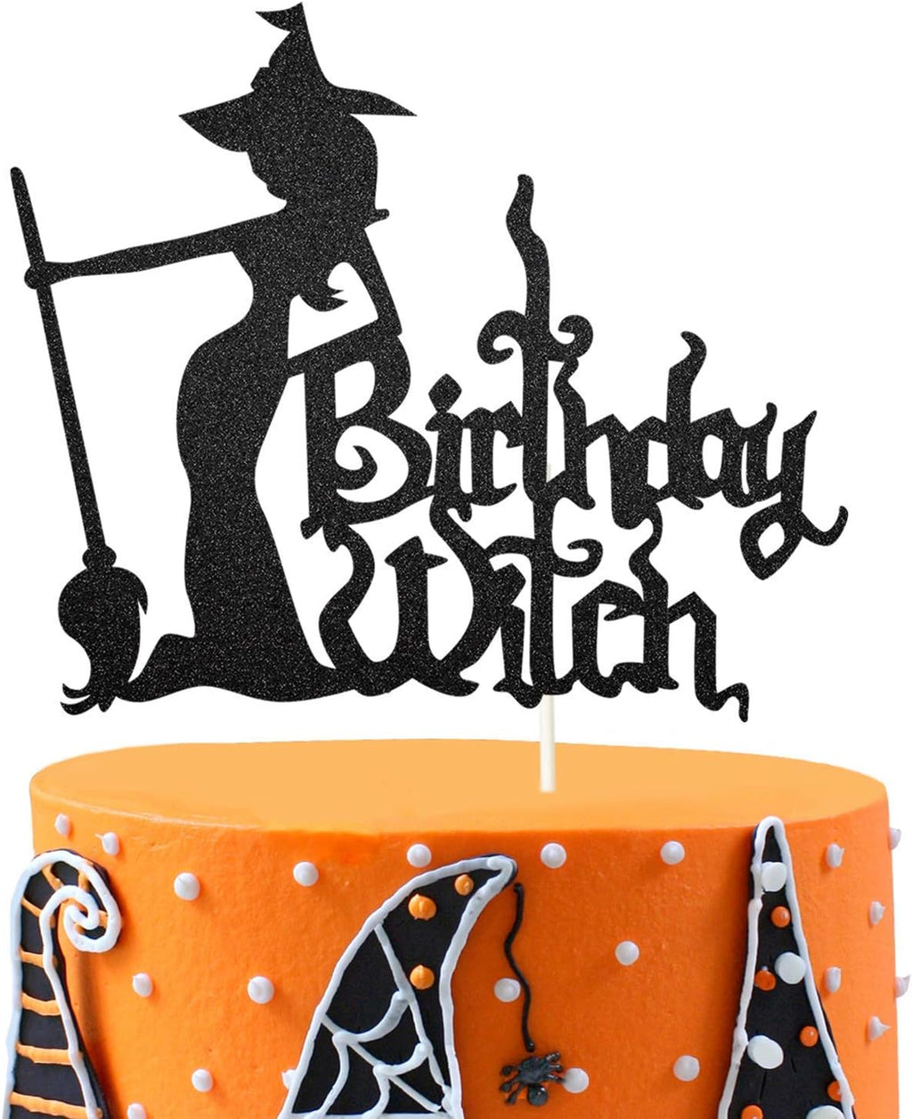 Birthday Witch Cake Topper, Witch Cake Topper, Happy Birthday Witch Decor for Girl’s Birthday Halloween Party Decoration Supplies