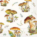 IHR Ideal Home Range Party Napkins Disposable 3-Ply Paper Lunch Napkin Pack, 6.5" x 6.5", Mushroom Collection, 20-Count