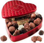 Chocolate Gift Basket | Heart Shaped Gift Present for Her, Him, Mom, Wife, Spouse, Romance with Assorted Milk Chocolate Truffles | Bonnie and Pop