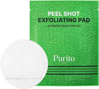 PURITO PEEL SHOT Exfoliating Pad | for Blackheads, Whiteheads & Pores | Charcoal + Enzyme Deep Clean | Instant Glow & Smooth Texture | Gentle Daily Exfoliation | Korean Skincare, 8 Pads
