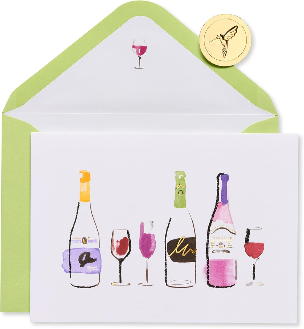 Papyrus Blank Card - Suitable for Mother's Day, Birthday, Friendship (Wine Bottles)