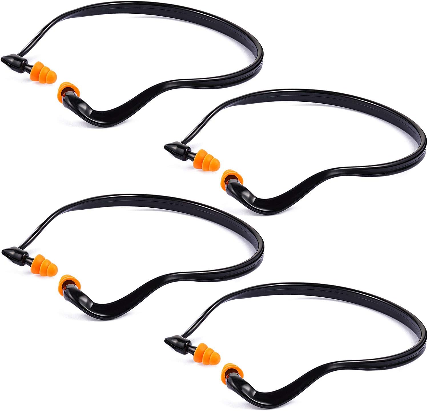 BBTO Banded Earplugs for Shooting Range Band Ear Plugs Lightweight Silicone Earplugs for Hearing Protection, Noise Reduction, Work, Construction, Sleeping, Concerts, Sports Racing(Orange,4 Pcs)