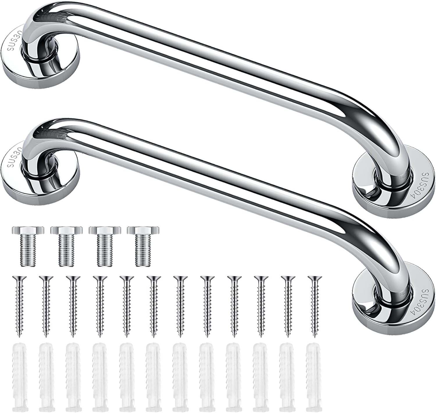 Blulu 2 Set Shower Grab Bar Stainless Steel Bathroom Grab Bar Handle Anti Slip Heavy Duty Bathtub Handle Support Balance Hand Rails for Bathroom Elderly Handicap Senior Pregnant (12 Inch)