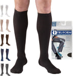Truform Compression Socks, 15-20 mmHg, Men's Dress Socks, Knee High Over Calf Length, Black, Large