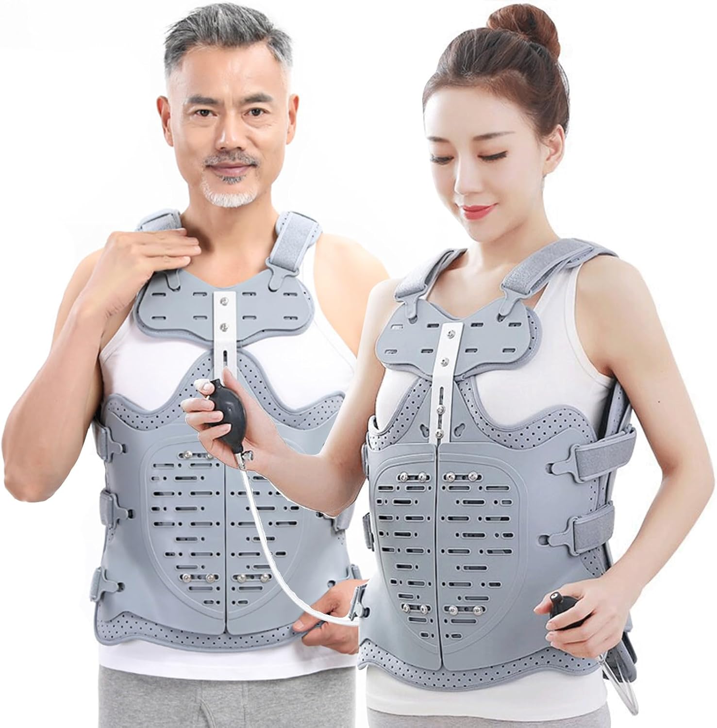 NICHOY Back Brace for Compression Fracture - Inflatable Decompression Airbag Thoracic Lumbo Sacral Orthosis,Fit Men & Women Support for Pre or Post Op, Kyphosis(Adjustable)