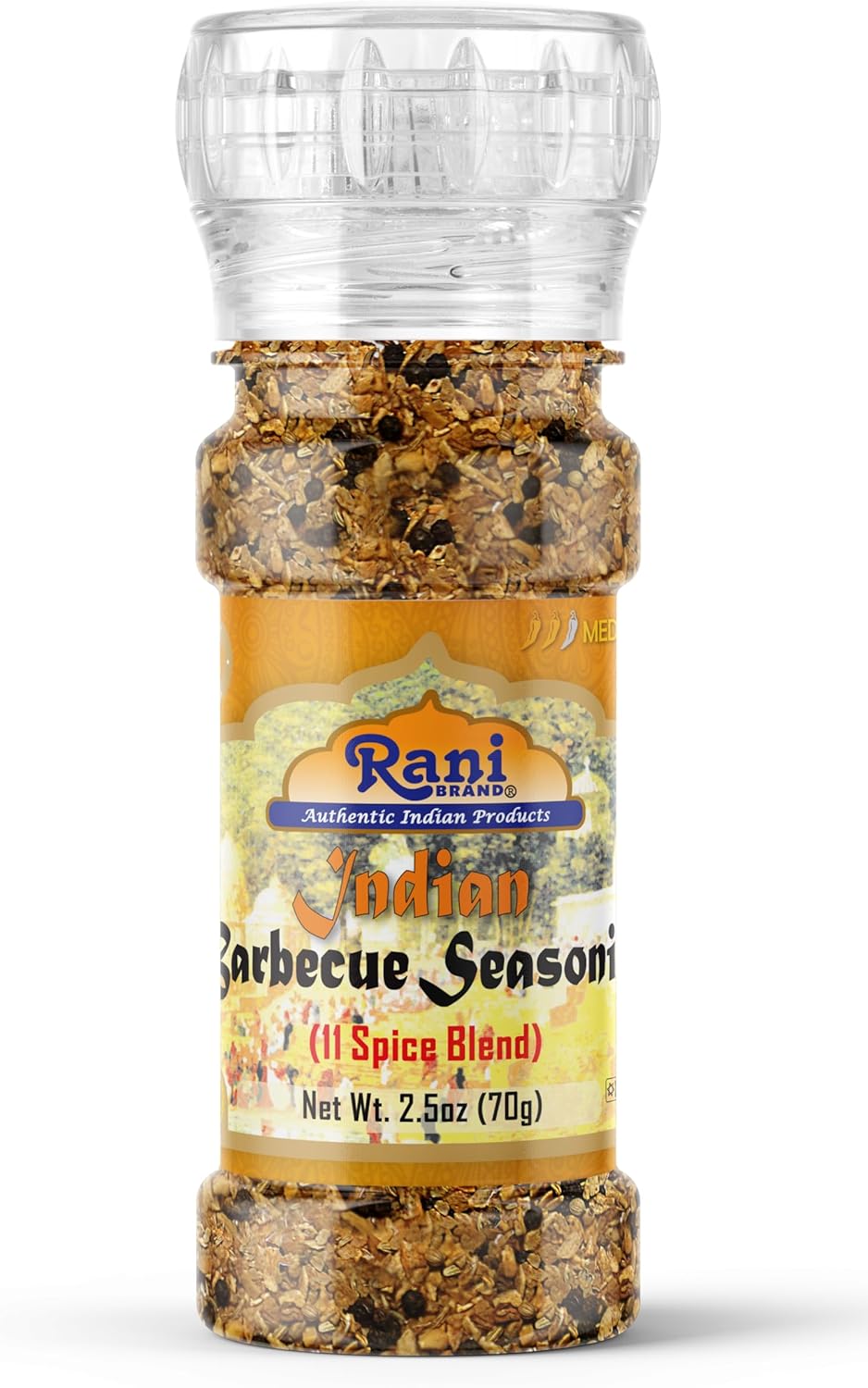 Rani Indian Barbeque Seasoning (11-Spice Blend) 2.5oz (70g) Grinder Bottle ~ All Natural | Salt-Free | Vegan | No Colors | Gluten Friendly | NON-GMO | Kohser | Indian Origin