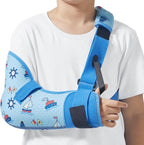 Kids Arm Shoulder Sling with Waist Strap, Immobilizer Brace Support for Broken Arm, Collarbone, Elbow, Wrist (Comfort Version, Right, XS,22.5-26 inch)