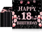 40Pcs Happy 18th Birthday Paper Napkins 18 Year Old Party Tableware Set Black Rose Gold Party Dinnerware for Girls or boys Birthday Decorations 6.5x6.5 Inches